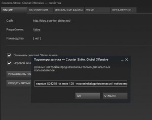 Параметры запуска dosia cs go